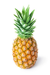 single fresh ripe pineapple isolated on white background
