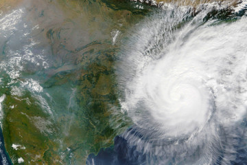 Cyclone Bulbul heading towards India and Bangladesh in November 2019 - Elements of this image furnished by NASA - obrazy, fototapety, plakaty