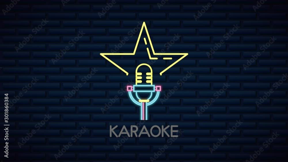 Canvas Prints wall with neon light karaoke label