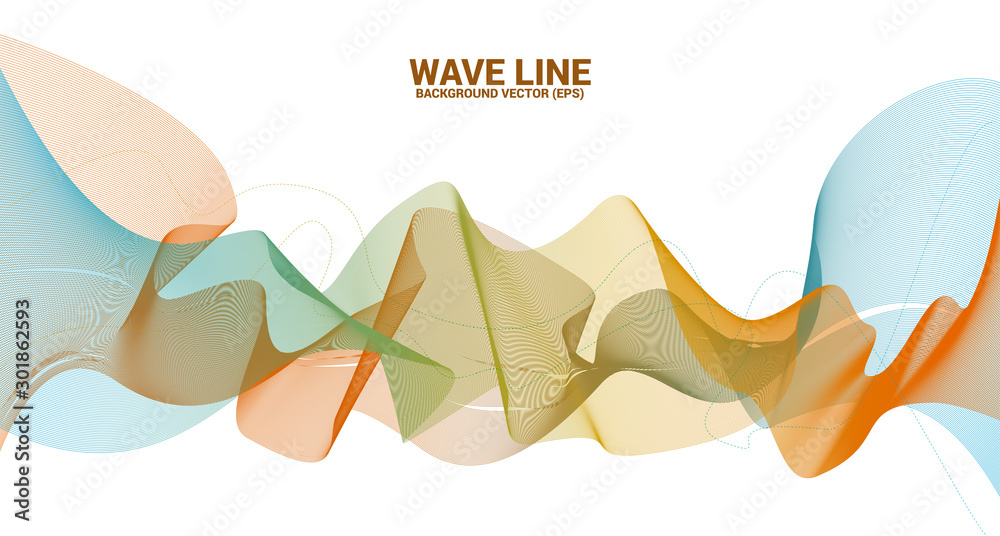 Poster yellow green Sound wave line curve on white background. Element for theme technology futuristic vector