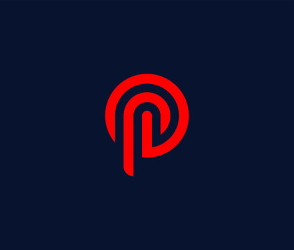 Letter P technology Monogram Logo Premium Minimal emblem design template Symbol for 