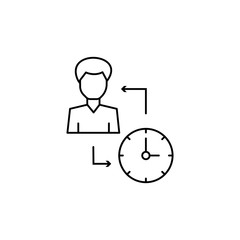 Fototapeta na wymiar Man, time, clock icon. Simple line, outline vector of icons for ui and ux, website or mobile application