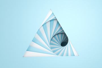 Blank and vortical paper cards with triangle shape, 3d rendering.