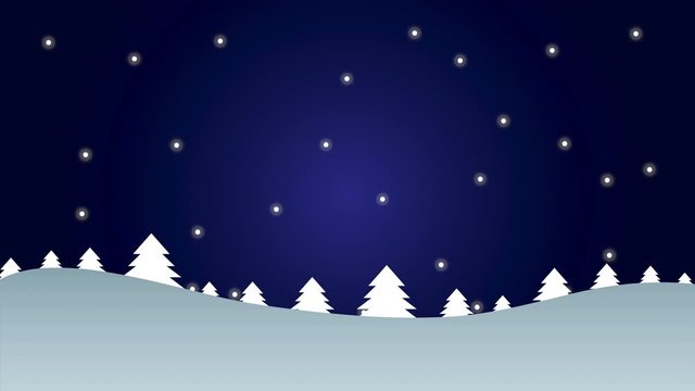 happy merry christmas animation with snowscape scene