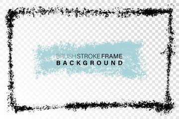 Obraz premium Hand drawn grunge frame rectangular shape. Black textured paint as graphic resources. Ink brush painted rectangular shape with copy space.