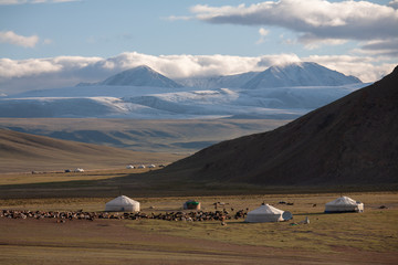Nomad yurt in the mountain valley of Central Asia