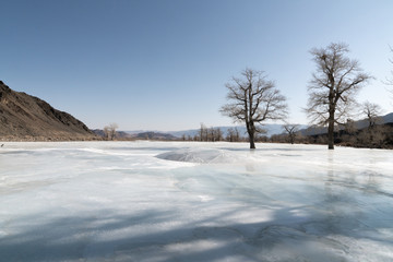 Frozen Lake Khubsugul in mongolia