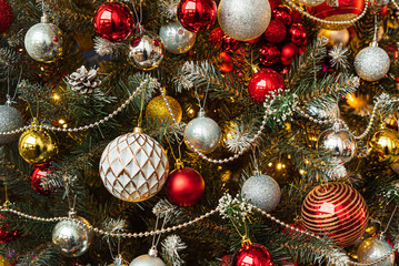 Christmas tree with red and golden balls