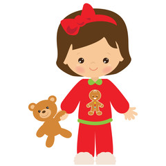 Christmas little girl with teddy bear