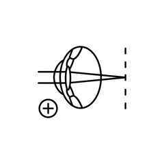 Hyperopia eye icon. Simple line, outline vector of optometry icons for ui and ux, website or mobile application
