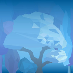Winter frost tree, stones banner background