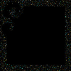 Gold, Blue stars, sprocket, shiny confetti. 