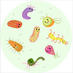 Virus, bacteria and biology micro-organisms . Infectious bacteria and virus vector signs