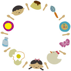 レトロ　フレーム　円形　かわいい　おやつ　雑貨　お菓子　スイーツ　男の子　女の子