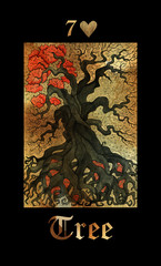 Old tree. Card of Lenormand oracle deck Gothic Mysteries.