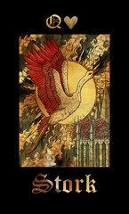 Stork. Card of Lenormand oracle deck Gothic Mysteries.