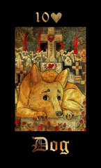 Dog. Card of Lenormand oracle deck Gothic Mysteries.