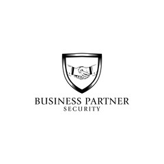 Business Partner Security with Handshake Logo Vector Icon Illustration