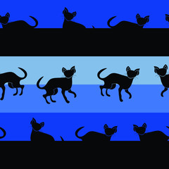 Cat silhouette moody  vector seamless repeat pattern 