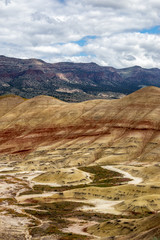 Springtime in the colorful Painted Hills of Eastern Oregon-Vertical