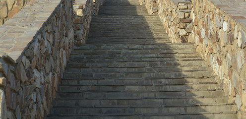 The stone staircase leading up is entirely made of stone