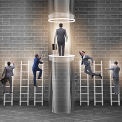 Businessmen in accelerated and fast promotion concept