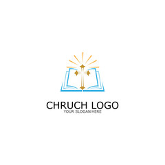 logo church.christian symbol,the bible and the cross of jesus christ-vector