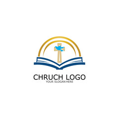 Fototapeta premium logo church.christian symbol,the bible and the cross of jesus christ-vector