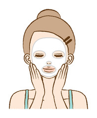 Illustration of woman using face sheet mask