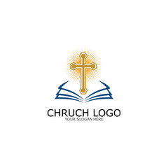 logo church.christian symbol,the bible and the cross of jesus christ-vector