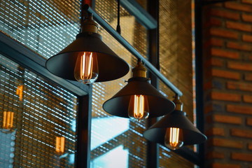 vintage light lamp interior in cafe