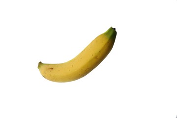 Fototapeta na wymiar Banana with yellow authentic skin, isolated on white.