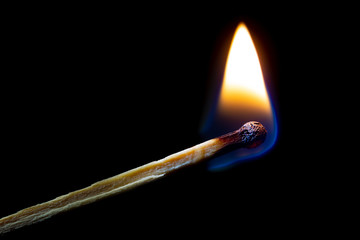 Burning match on black - Powered by Adobe