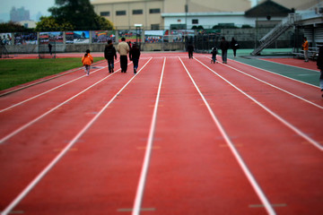 a sports field in the school garden with a straight runway