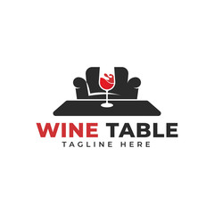 Table and Sofa Wine Logo Vector Icon Illustration