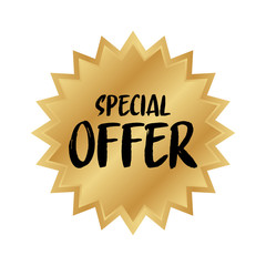 Special offer gold badge, Discount advertisement banner.