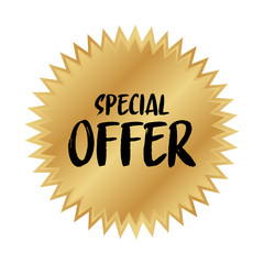 Special offer gold badge, Discount advertisement banner.
