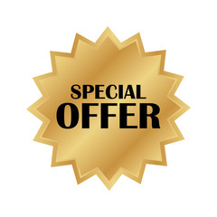 Special offer gold badge, Discount advertisement banner.