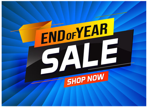 End of year Sale word concept vector illustration with lines and 3d style, landing page, template, ui, web, mobile app, poster, banner, flyer, background, gift card, coupon, label, wallpaper