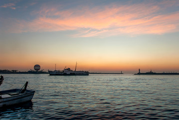 Istanbul, Turkey, 4 January 2012: City Lines and Sunset at Kadikoy district