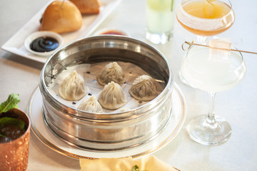 Xiao long bao in steamer