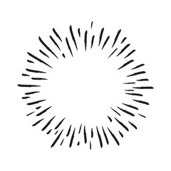 Starburst doodle background. Sun burst hand drawn graphic element.