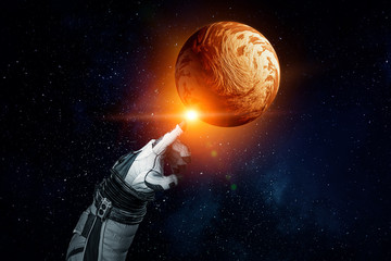 Exploring outer space. Mixed media