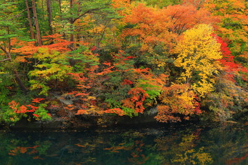岩手県西和賀町　紅葉の錦秋湖