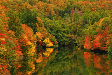 岩手県西和賀町　紅葉の錦秋湖