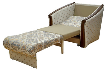 Armchair isolated on white background. The armchair is laid out for sleep