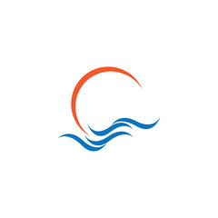 Naklejka premium Water Wave symbol and icon Logo Template vector
