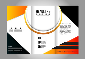 Brochure mock up design template for business, education, advertisement. Trifold booklet editable printable vector illustration. Red color.