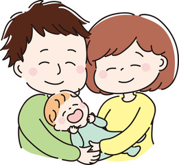 笑顔の家族  お父さん お母さん 赤ちゃん