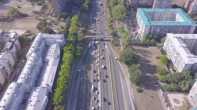 Fantastic aerial tilting shot of Roundabout and highway